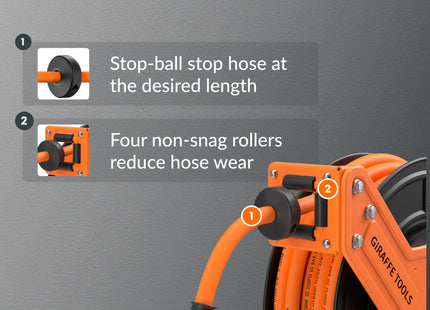 Retractable Air Hose Reel-Alloy Steel Reel-3/8in 25ft-50ft