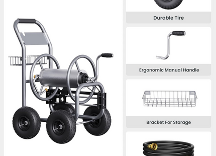 Garden Hose Reel Cart-4 Wheels-Heavy Duty