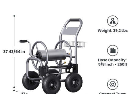 Garden Hose Reel Cart-4 Wheels-Heavy Duty