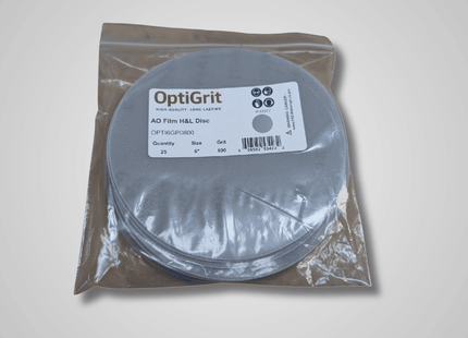 Packaged OptiGrit AO Film H&L Disc on a light gray background