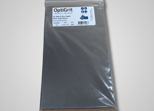 OptiGrit High Quality Long Lasting SC Wet & Dry Sand Paper Plain Half Sheet 3000 GRIT