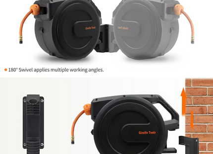 Retractable Air Hose Reel-PP Housing-3/8in-50ft