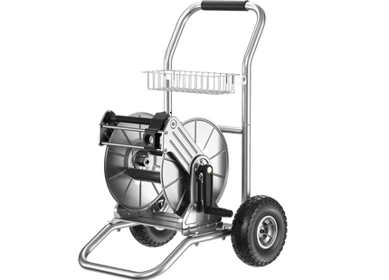 Garden Hose Reel Cart-2 Wheels-Stainless Steel-Heavy Duty