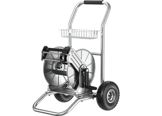 Garden Hose Reel Cart-2 Wheels-Stainless Steel-Heavy Duty