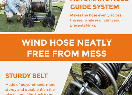 Garden Hose Reel Cart-4 Wheels-Heavy Duty